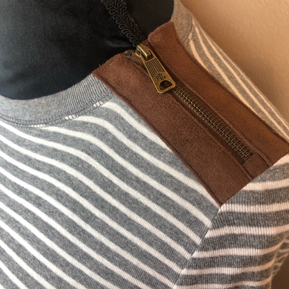 Ralph Lauren Striped Gray&White Long Sleeve Top - Picture 4 of 8
